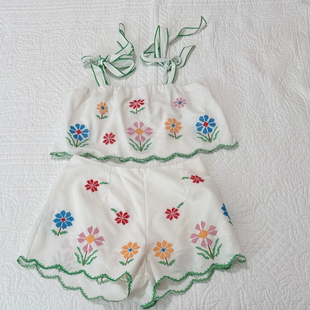 Floral Embroidered Two-Piece Set